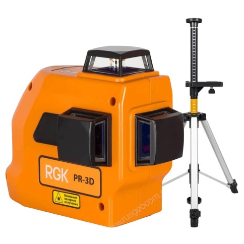 RGK PR-3D + штанга-упор - лазерный уровень 3d с красным лучом фото 1