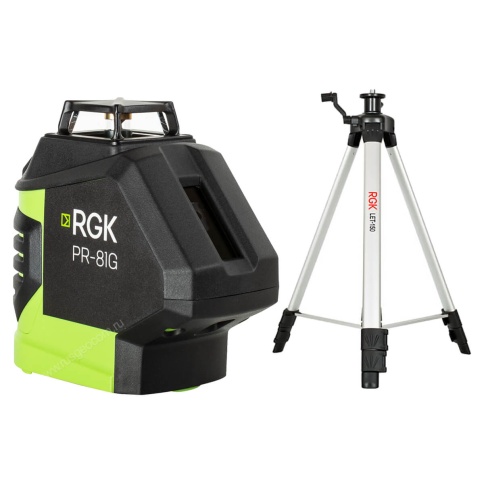 RGK PR-81G + штатив - лазерный уровень с зеленым лучом фото 1